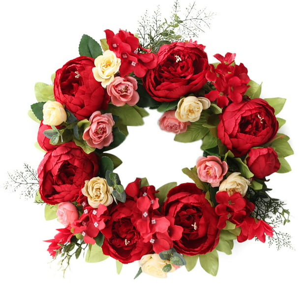 Details about   Garland Rose Wreath Artificial Rose Flower Door Hanging Wreath Decor Party 40cm